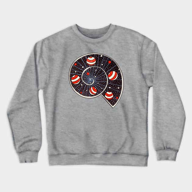 Universe Is Snail With Beach Ball Planets Crewneck Sweatshirt by Boriana Giormova